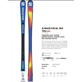 Salomon FIS SL Ski Lnge 165cm mit neuer Icon 16 REnnbindung
